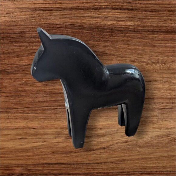 Ikea Black Wooden Horse Figurine statue Large 11"x 9.5" Swedish - Picture 2 of 10